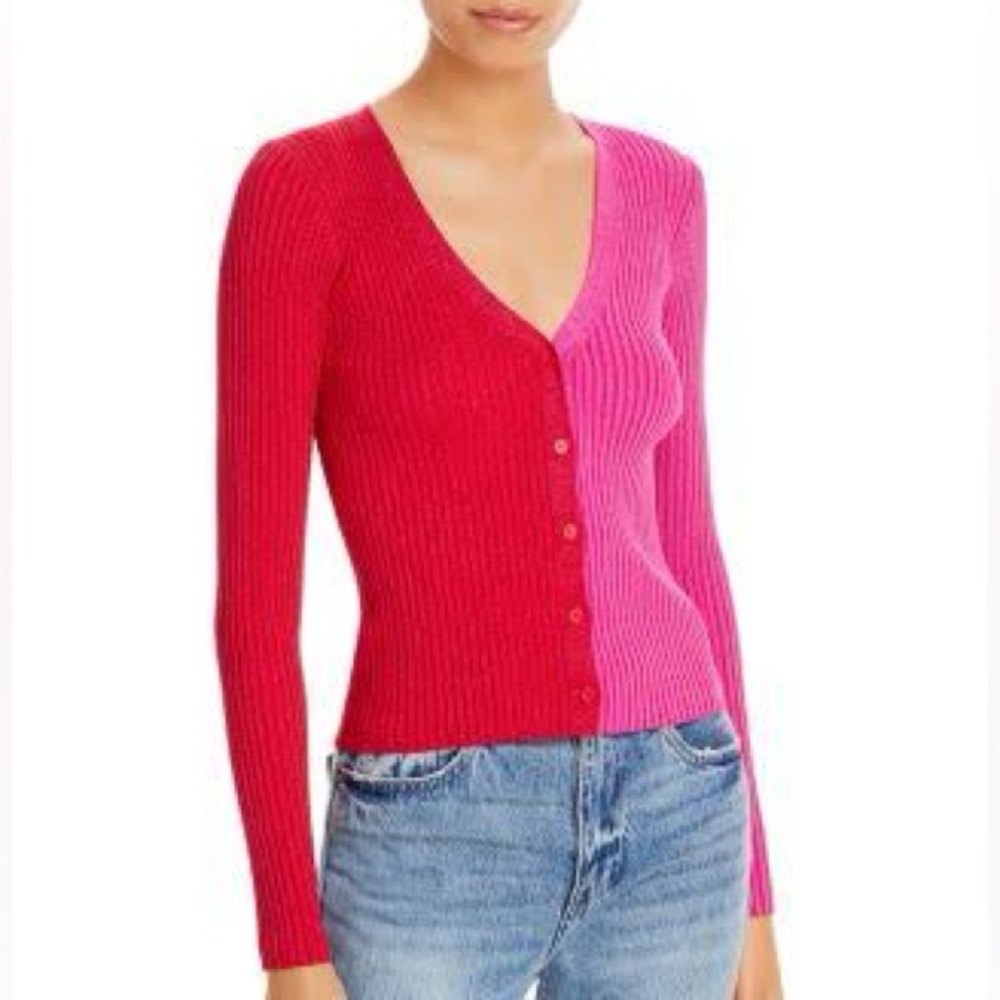 STAUD Red and Pink Cargo Cardigan